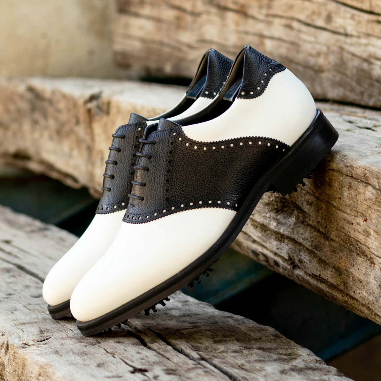 Men's Black and White Saddle Shoes