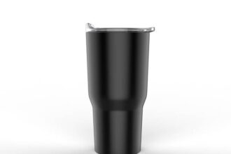 Blank Stainless Steel Tumbler with Lid for branding mock up.